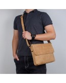 Фотография Винтажная горизонтальная мужская сумка на плечо 71065B