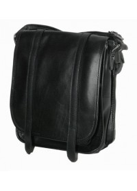 Вместительная кожаная черная сумка на плечо 77109A
