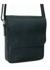 Черная кожаная плечевая мужская сумка 71122-SGE