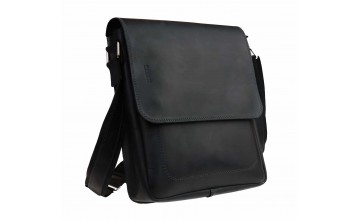 Кожаная черная мужская деловая сумка на плечо 711938-SKE