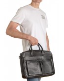 Фотография Кожаная черная мужская сумка для ноутбука и документов 7122-rek black