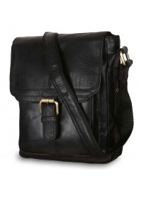 Мужская кожаная черная фирменная сумка на плечо Ashwood G31 Black