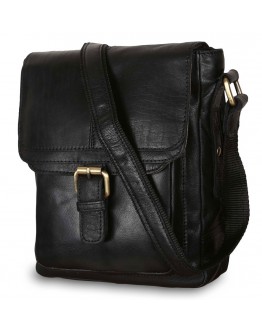 Мужская кожаная черная фирменная сумка на плечо Ashwood G31 Black