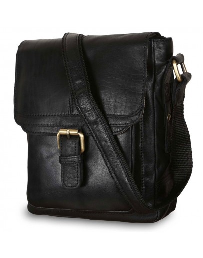 Фотография Мужская кожаная черная фирменная сумка на плечо Ashwood G31 Black