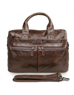 Стильный качественный коричневый кожаный портфель 77122C