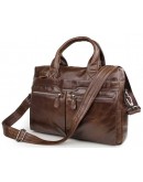 Фотография Стильный качественный коричневый кожаный портфель 77122C