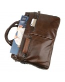 Фотография Стильный качественный коричневый кожаный портфель 77122C