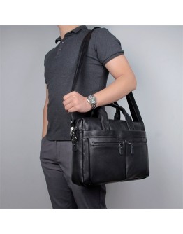 Черный мужской кожаный портфель 7122-A2 bblack