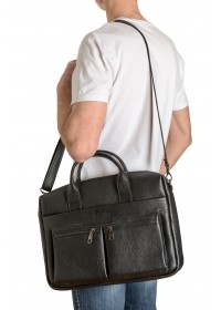 Мужская кожаная вместительная сумка для ноутбука 7122-rek flotar black