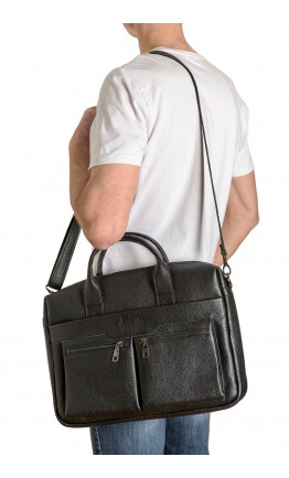 Мужская кожаная вместительная сумка для ноутбука 7122-rek flotar black