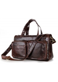 Мужская удобная вместительная сумка шоколадного цвета 77138C