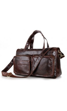 Мужская удобная вместительная сумка шоколадного цвета 77138C