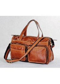 Большая удобная кожаная мужская коричневая сумка 77138