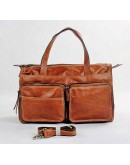 Фотография Большая удобная кожаная мужская коричневая сумка 77138