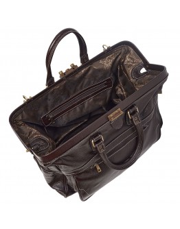 Дорожная кожаная коричневая мужская сумка - саквояж DESISAN - 714-09