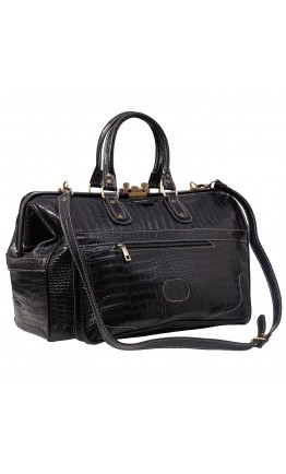 Дорожная кожаная черная мужская сумка - саквояж DESISAN - 714-111
