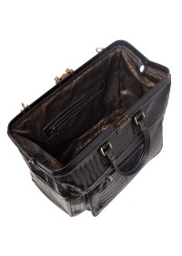 Дорожная кожаная черная мужская сумка - саквояж DESISAN - 714-111
