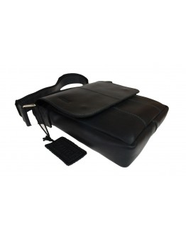 Черная кожаная плечевая сумка - мессенджер 714035-SKE