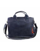 Фотография Синяя кожаная деловая сумка формата A4 71440-SKE