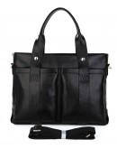Фотография Модный мужской черный кожаный портфель 77148A