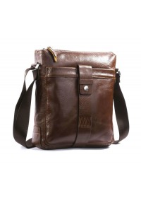 Стильная мужская коричневая сумка на плечо из телячьей кожи 77151C