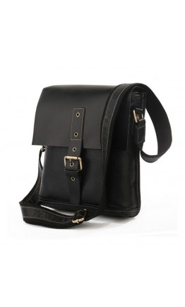 Черная модная кожаная мужская сумка на плечо 77157A