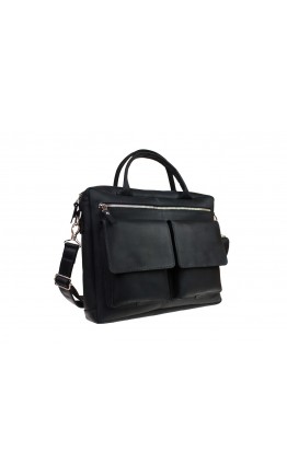 Черная кожаная деловая удобная мужская сумка 71645-SKE
