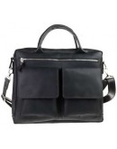 Фотография Черная кожаная деловая удобная мужская сумка 71645-SKE