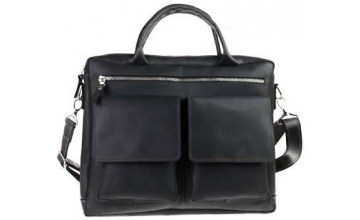 Черная кожаная деловая удобная мужская сумка 71645-SKE