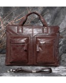 Фотография Кожаная коричневая мягкая мужская сумка 77177C