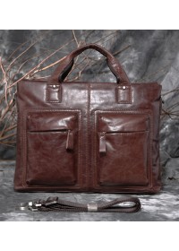 Кожаная коричневая мягкая мужская сумка 77177C