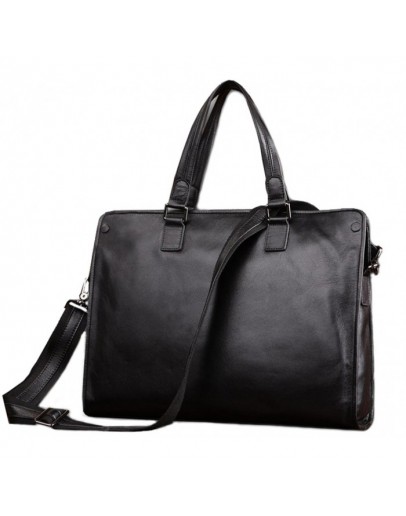Фотография Черная кожаная мужская деловая сумка 77185A