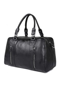 Вместительная кожаная дорожная черная сумка 77190A