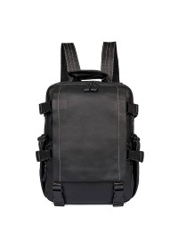 Многофункциональный мужской кожаный черный рюкзак 72014A