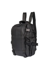Многофункциональный мужской кожаный черный рюкзак 72014A