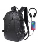 Фотография Черный кожаный рюкзак с портом USB 72018-5A