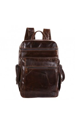 Вместительный мужской кожаный коричневый рюкзак 7202C