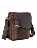 Фотография Кожаная коричневая сумка мужская на плечо 72112