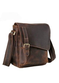 Кожаная коричневая сумка мужская на плечо 72112