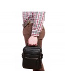 Фотография Вместительная чёрная мужская сумка на плечо 7212