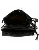 Фотография Кожаная чёрная сумка на плечо с клапаном 7219