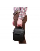 Фотография Чёрная кожаная сумка в руку и на плечо 7223