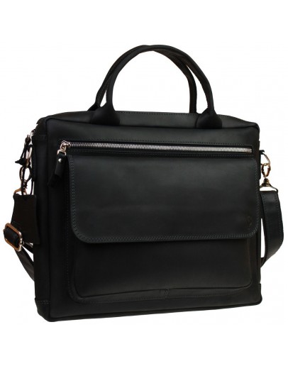 Фотография Черная кожаная мужская деловая сумка формата А4 72248-SKE