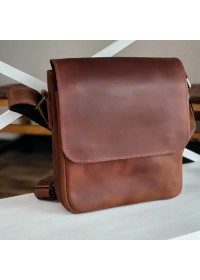 Рыжая кожаная мужская плечевая сумка 722971-SGE