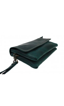 Кожаная женская сумка - клатч зеленого цвета 72332W-SKE