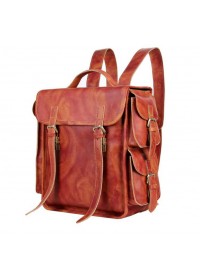 Брутальный винтажный кожаный коричневый рюкзак 77238