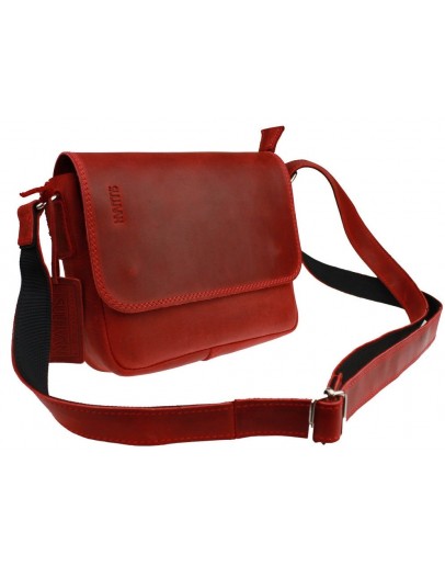 Фотография Красная женская кожаная сумка на плечо 72623W-SKE