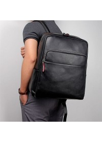 Кожаный черный качественный рюкзак 72753A