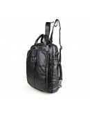 Фотография Компактный рюкзак черного цвета из натуральной говяжьей кожи 77279A