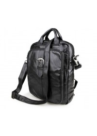 Компактный рюкзак черного цвета из натуральной говяжьей кожи 77279A